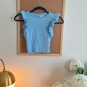 Zara blue ruffle tank